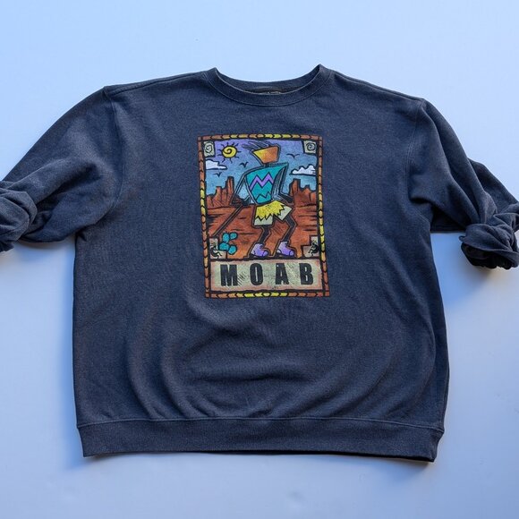Vtg 90s Moab Southwest Graphic Sweatshirt Desert Landscape Western Desertcore - Picture 1 of 6